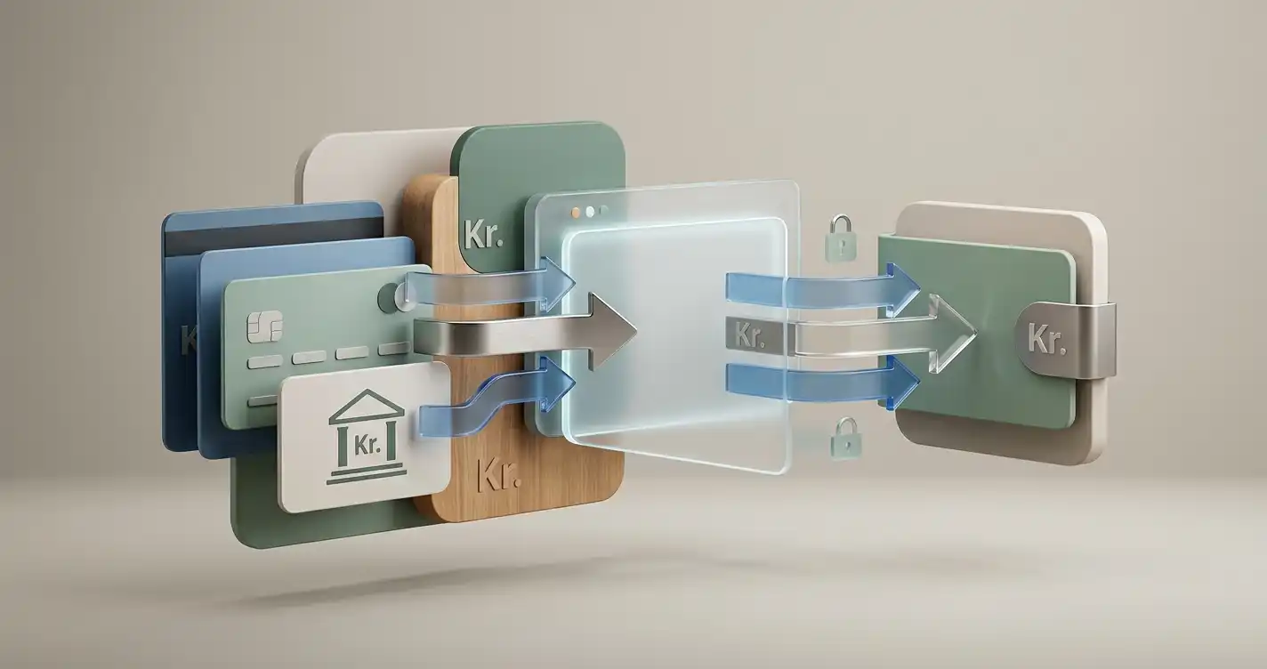 Neutral illustration af en DKK-indbetaling til en online konto